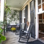 Rocking chairs on the front porch of the Mansion.